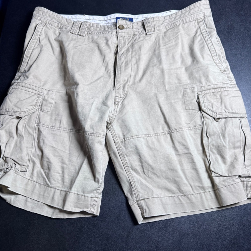 Polo Ralph Lauren Cargo Shorts Mens 42 Tan Solid Classic Polo Chino Cotton